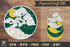 Tree 3D Papercut Round Clipart Bundle - CraftNest - Digital Crafting and Art