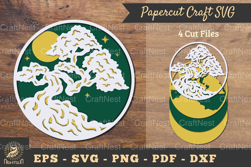 Tree 3D Papercut Round Clipart Bundle - CraftNest - Digital Crafting and Art