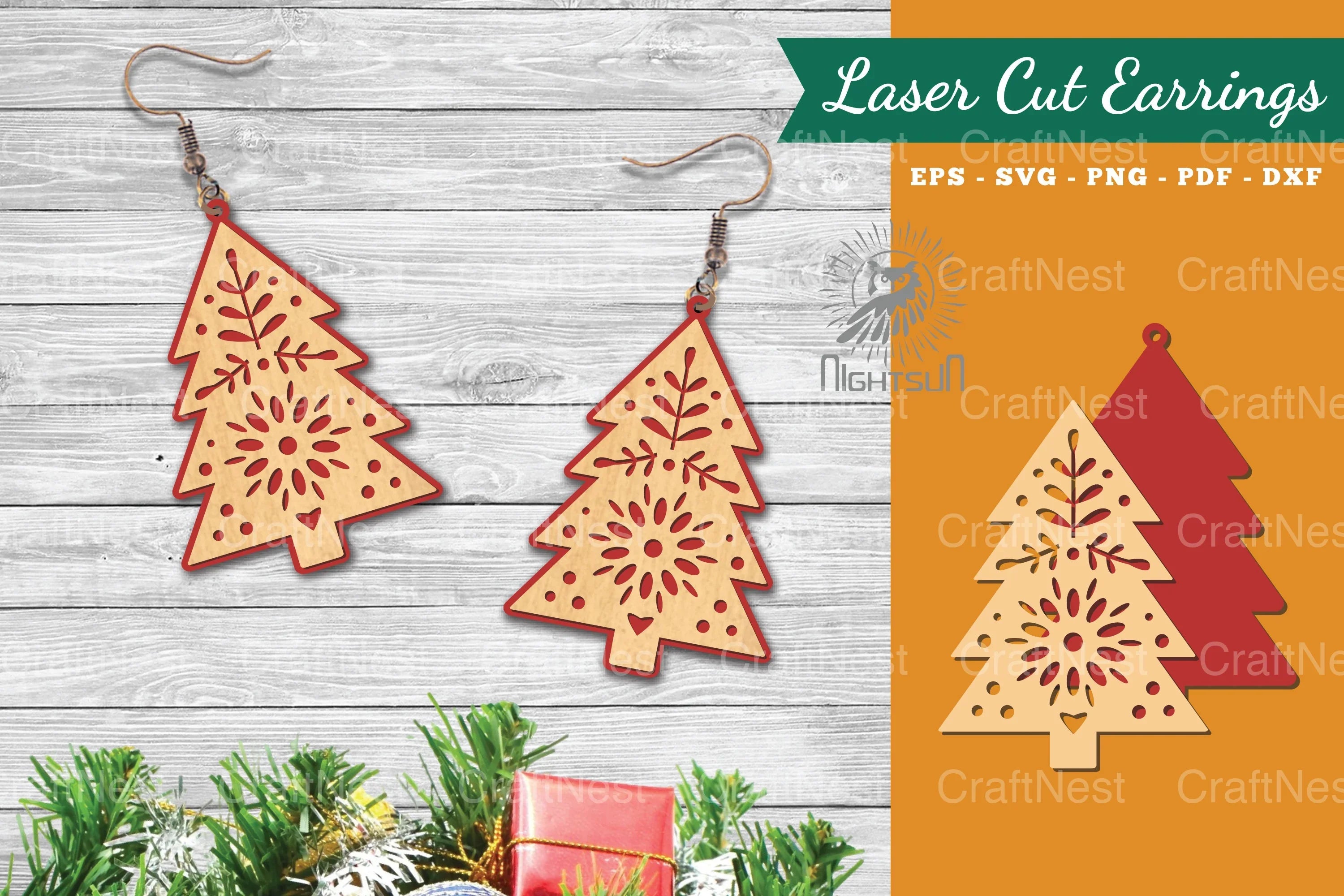 Tree Laser Cut Earrings SVG Bundle - CraftNest - Digital Crafting and Art
