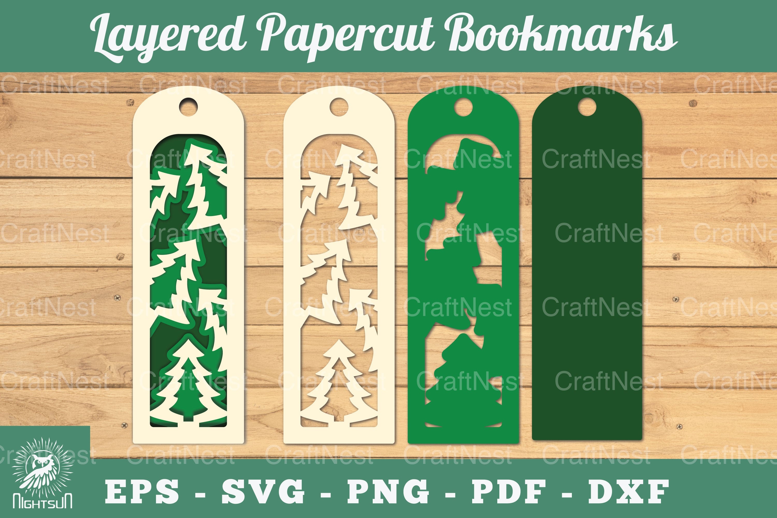Tree Layered Papercut Bookmarks SVG Bundle - CraftNest - Digital Crafting and Art