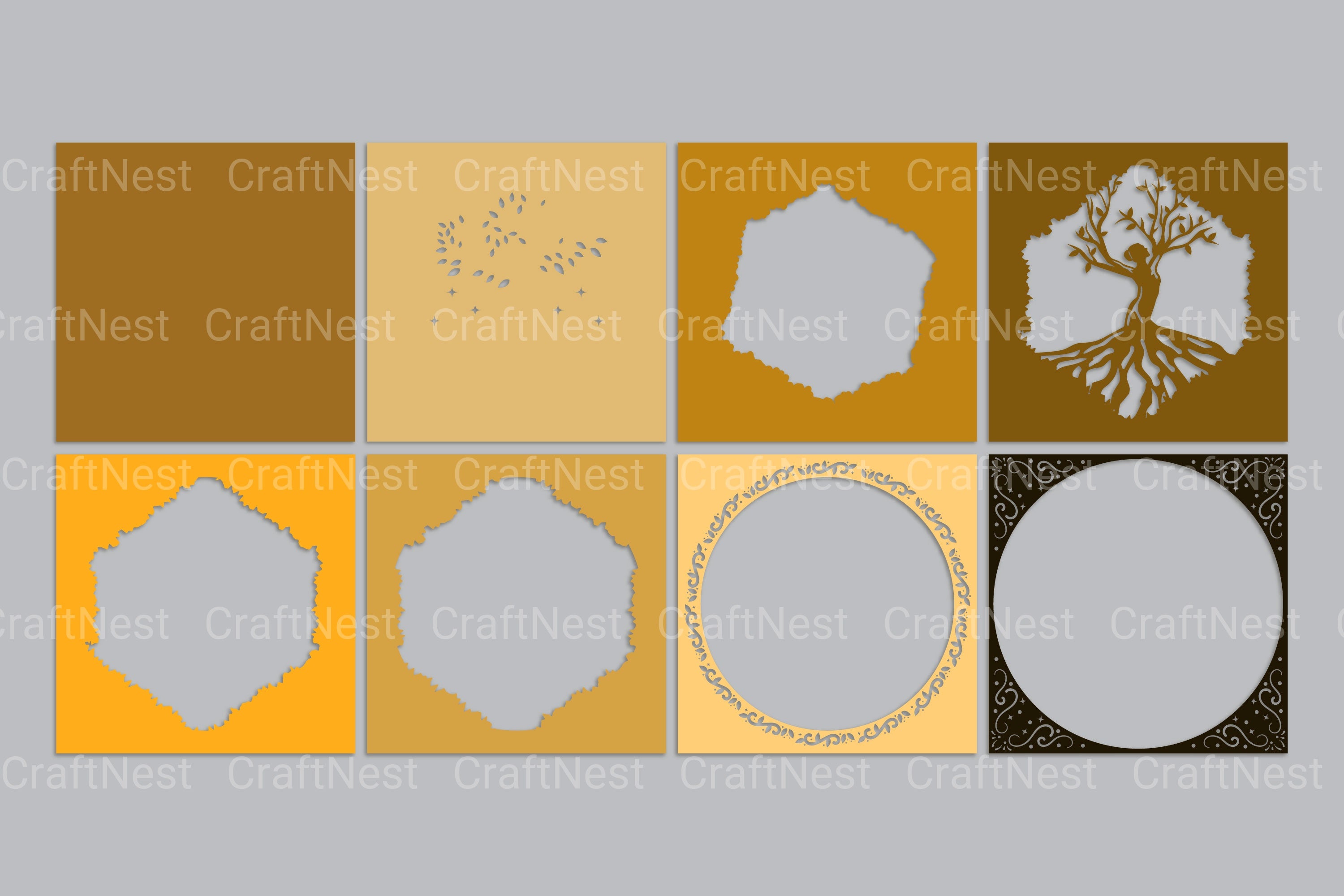 Tree of Life 3D Layered Papercut Clipart Bundle