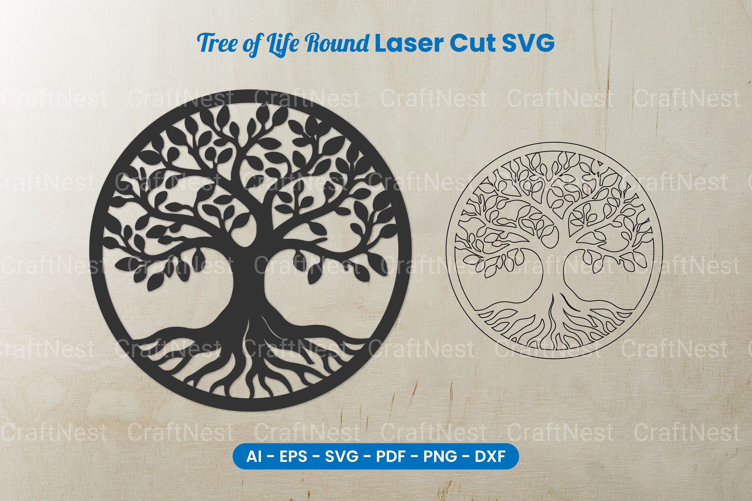 Tree of Life Round Laser Cut SVG Clipart Bundle