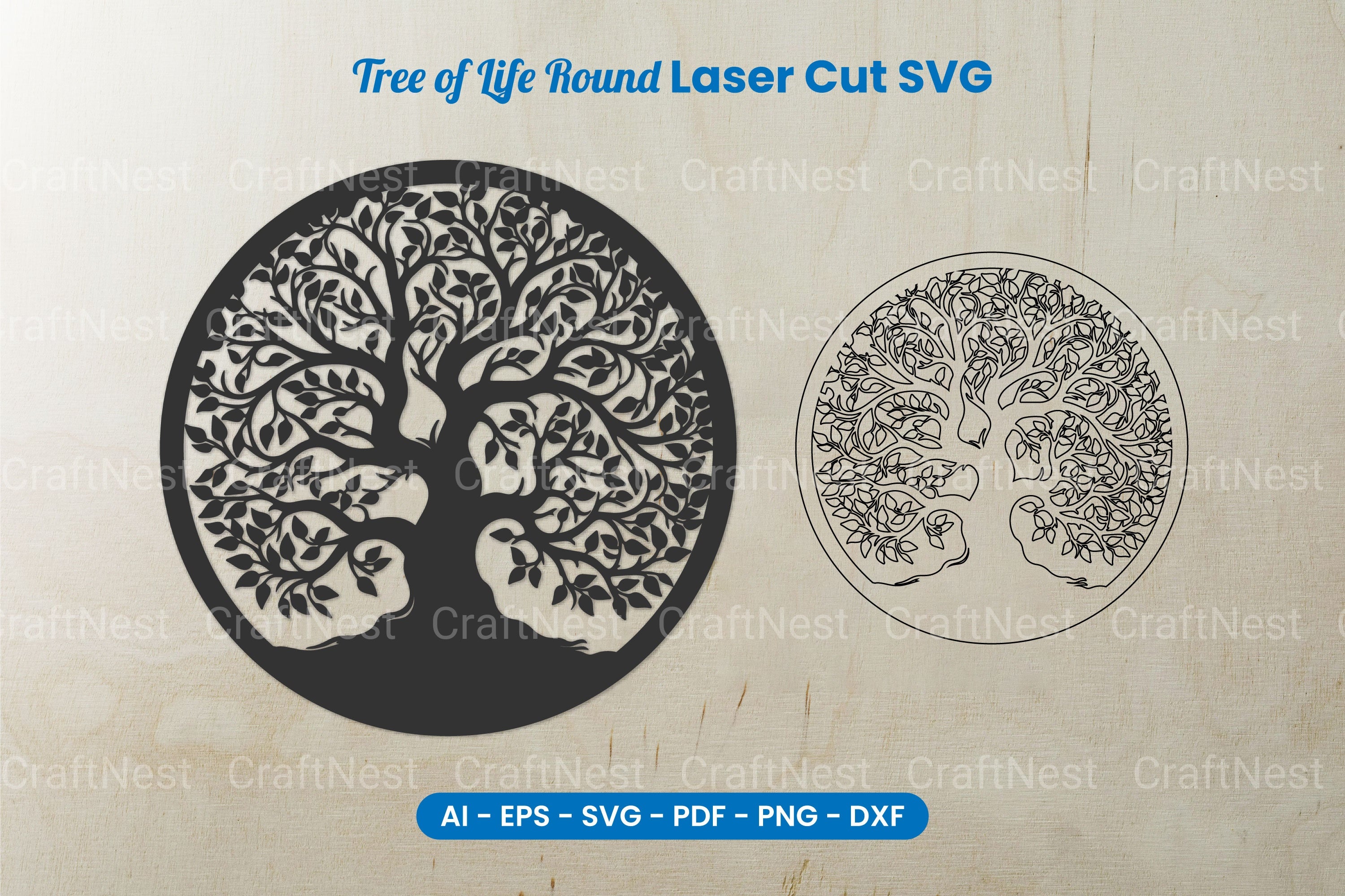 Tree of Life Round Laser Cut SVG Clipart Bundle