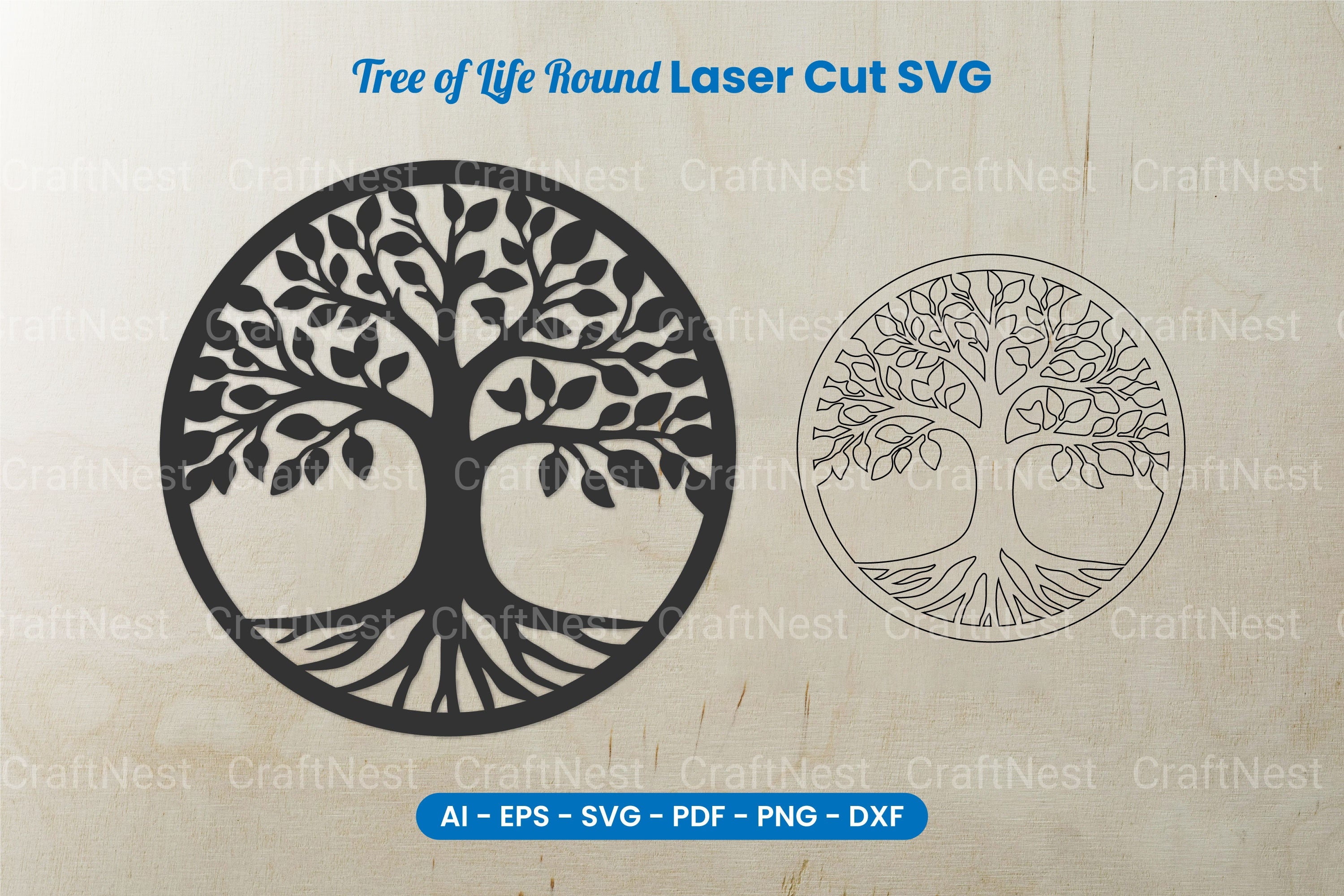 Tree of Life Round Laser Cut SVG Clipart Bundle