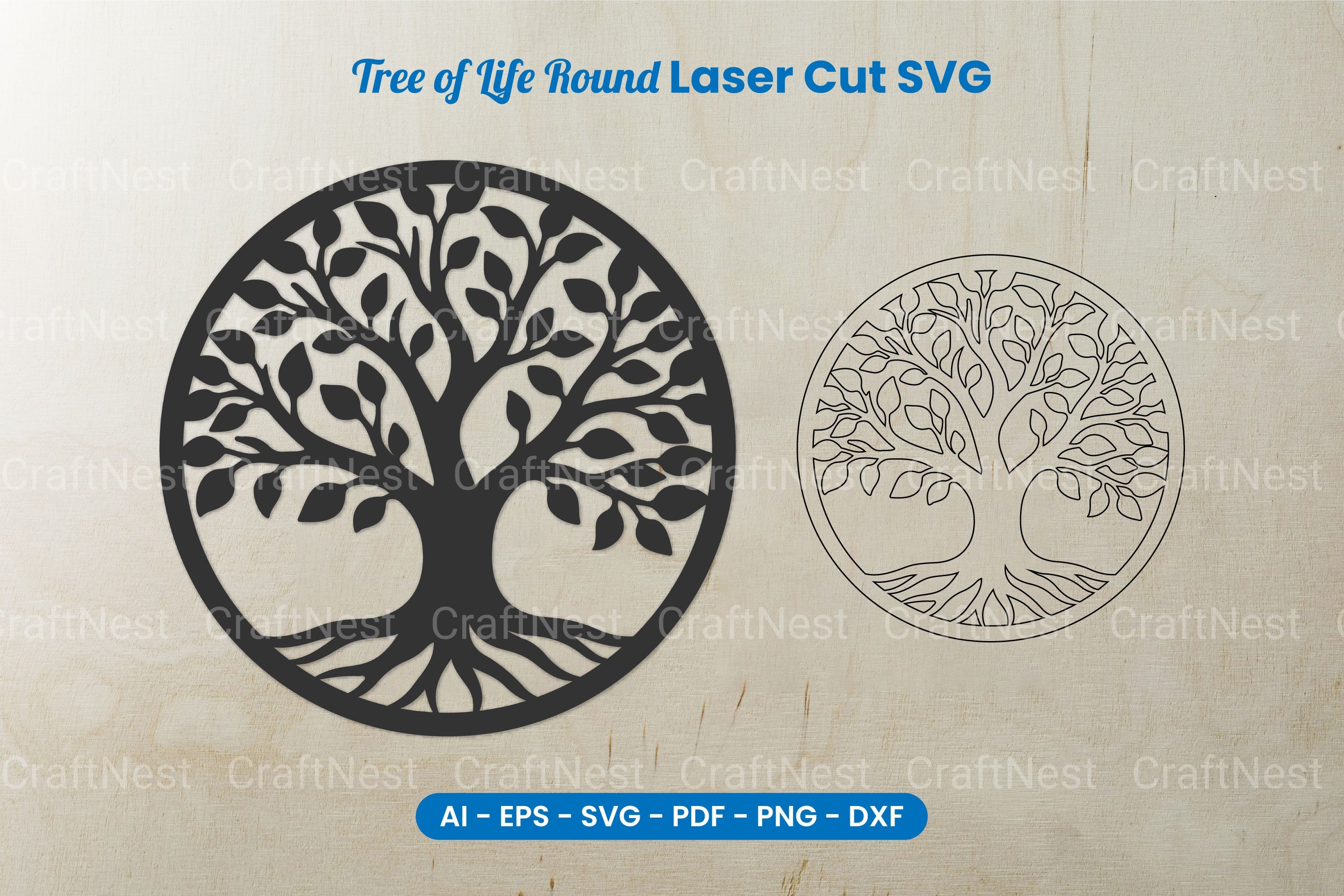 Tree of Life Round Laser Cut SVG Clipart Bundle