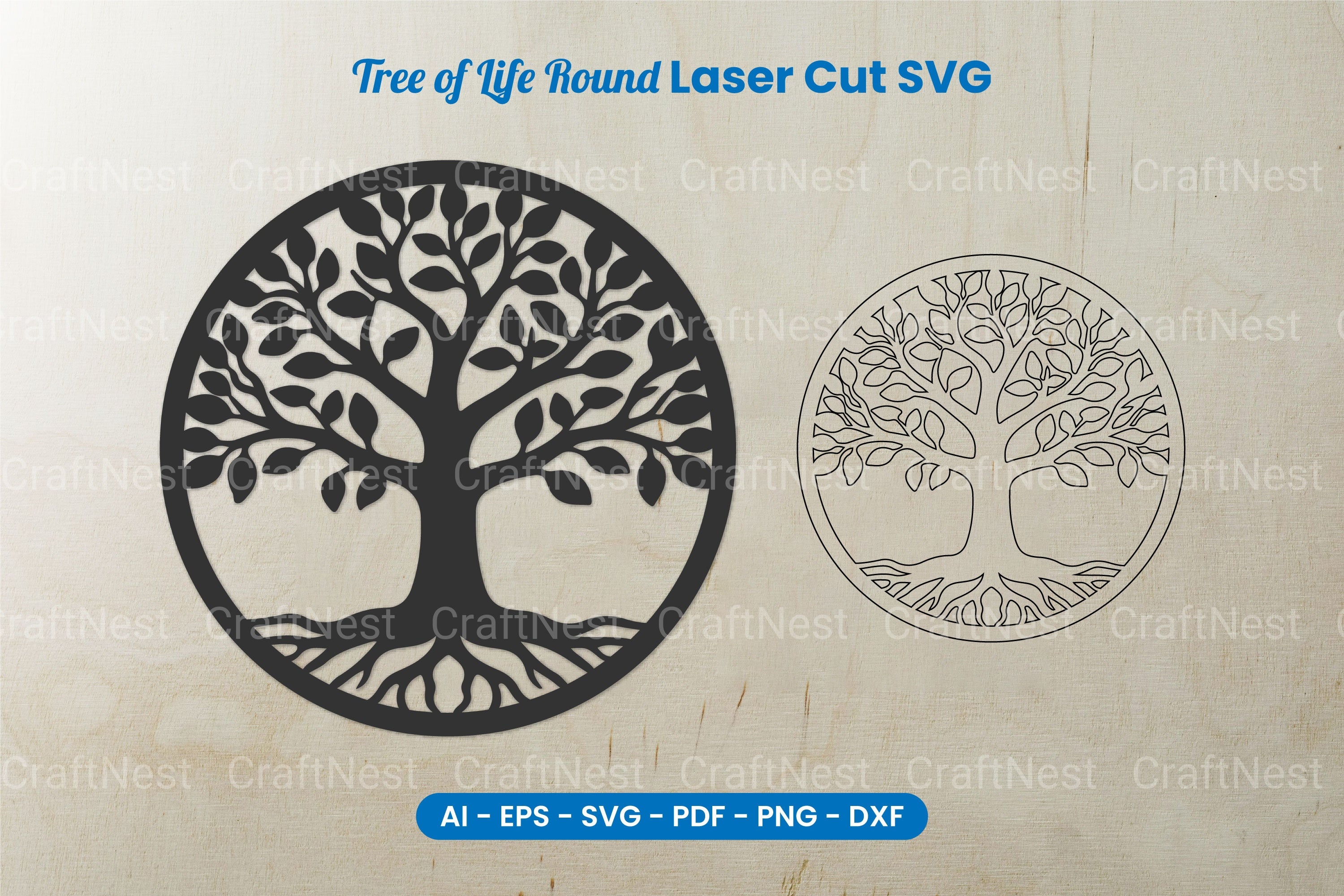 Tree of Life Round Laser Cut SVG Clipart Bundle