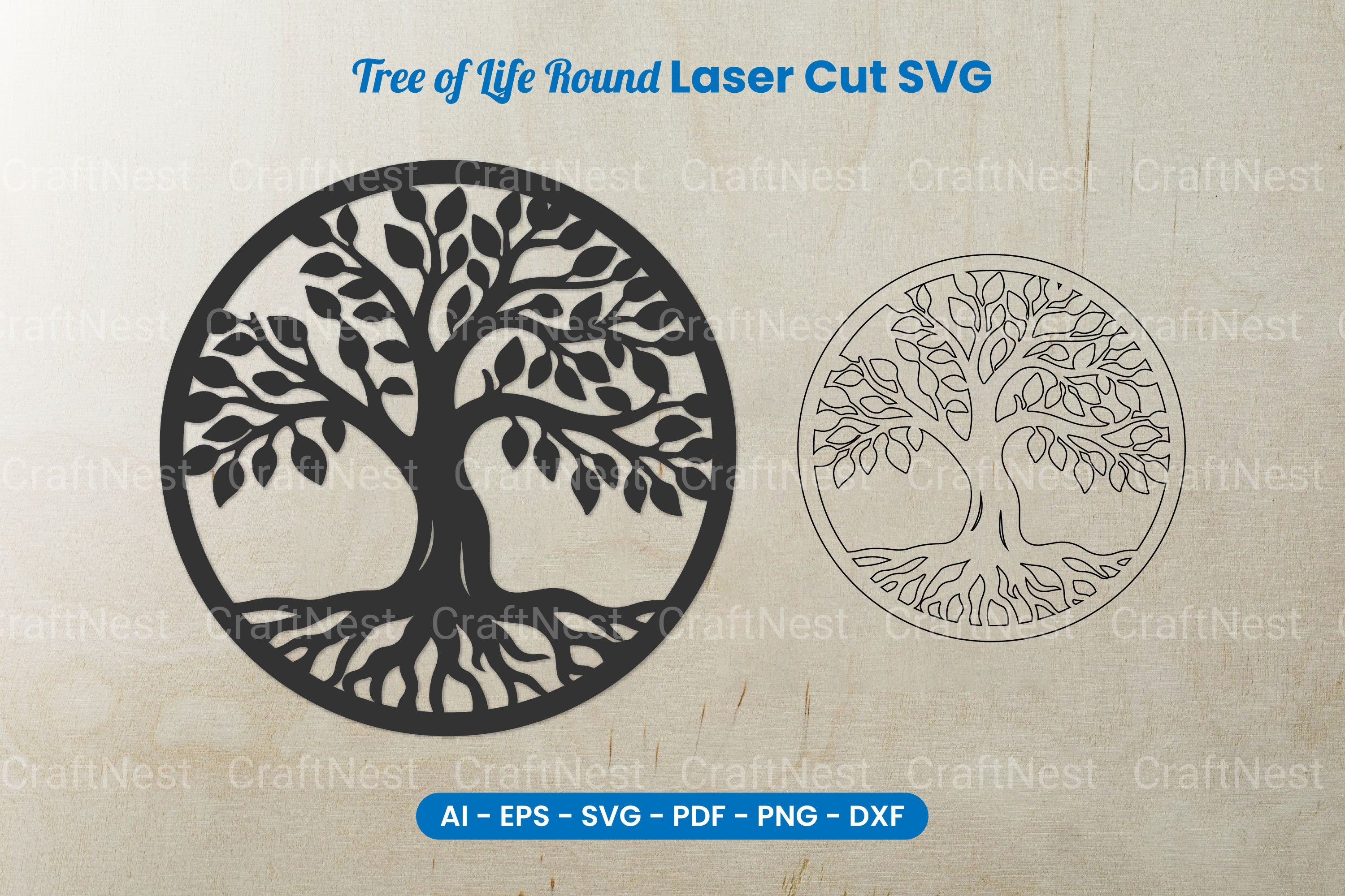 Tree of Life Round Laser Cut SVG Clipart Bundle
