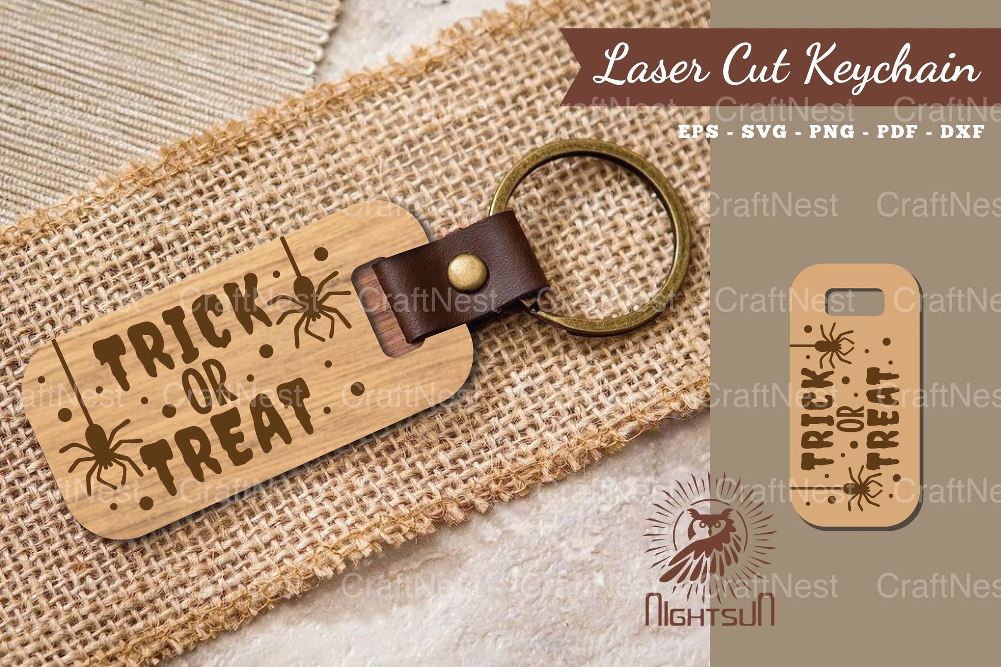 Trick Or Treat Laser Cut Keychain Design - CraftNest - Digital Crafting and Art