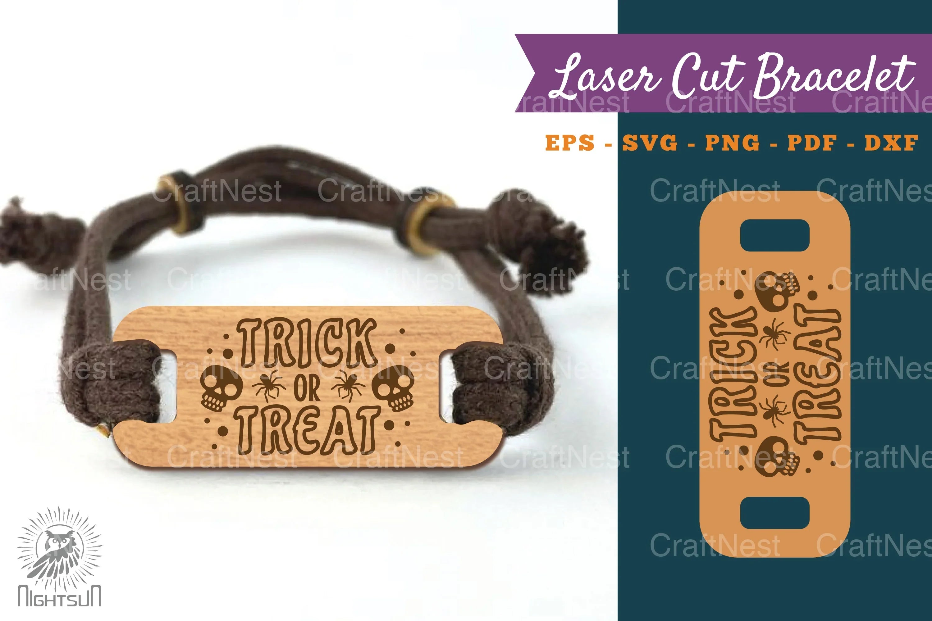 Trick or Treat Laser Cut Bracelet SVG Design Bundle - CraftNest - Digital Crafting and Art