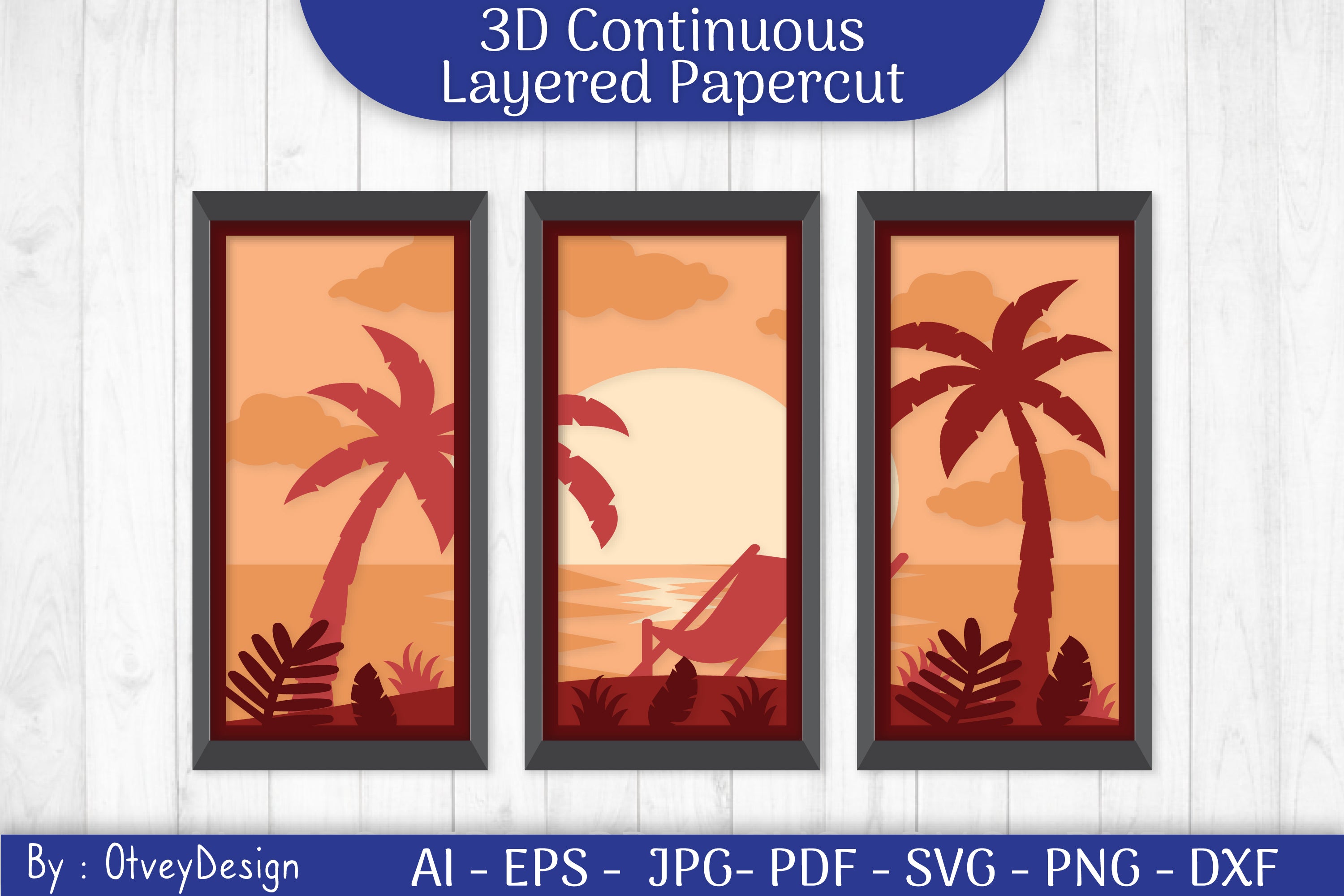 Tropical Beach 3D Layered Papercut SVG Bundle