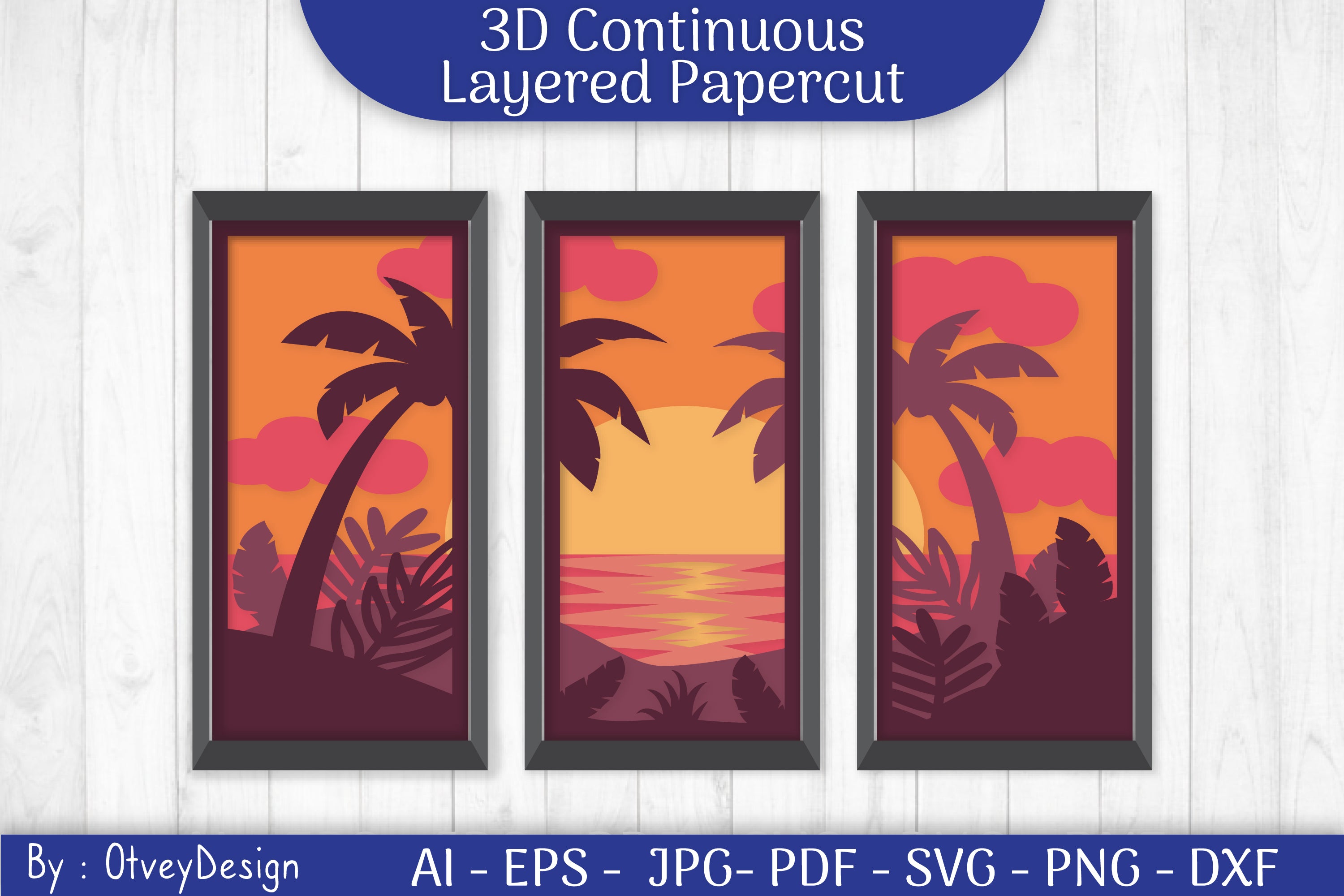 Tropical Beach 3D Layered Papercut SVG Bundle