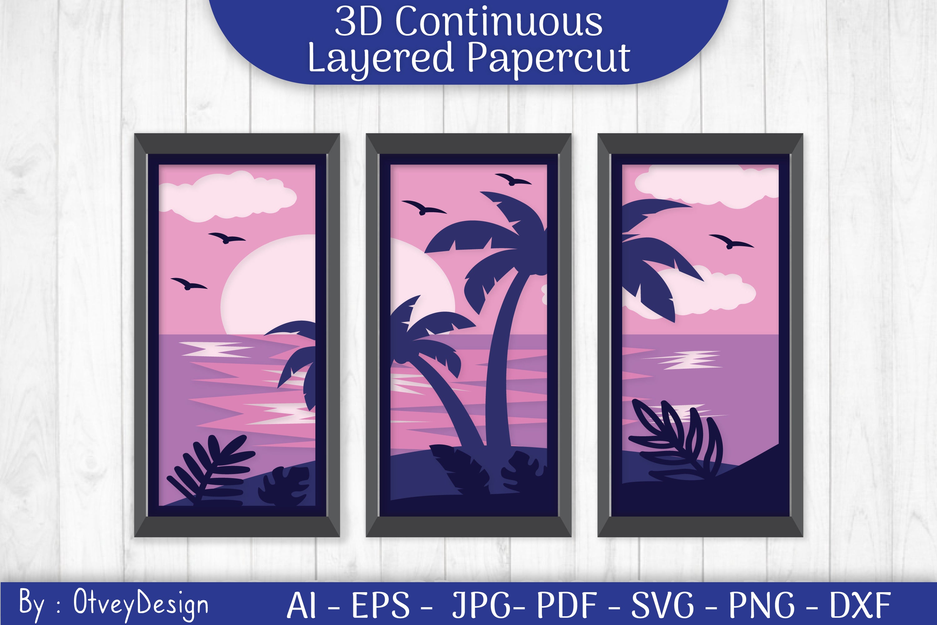 Tropical Beach 3D Layered Papercut SVG Bundle
