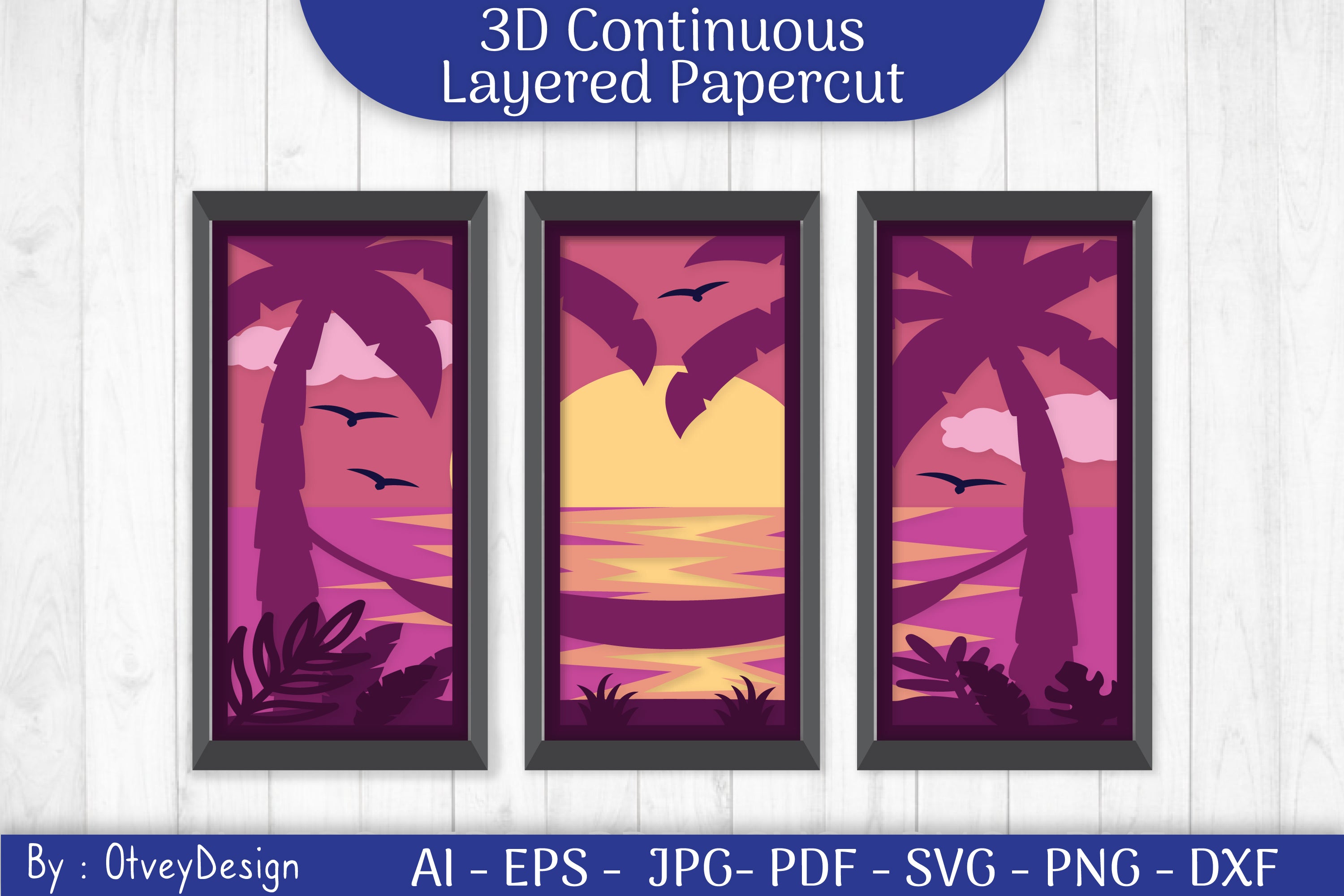 Tropical Beach 3D Layered Papercut SVG Bundle