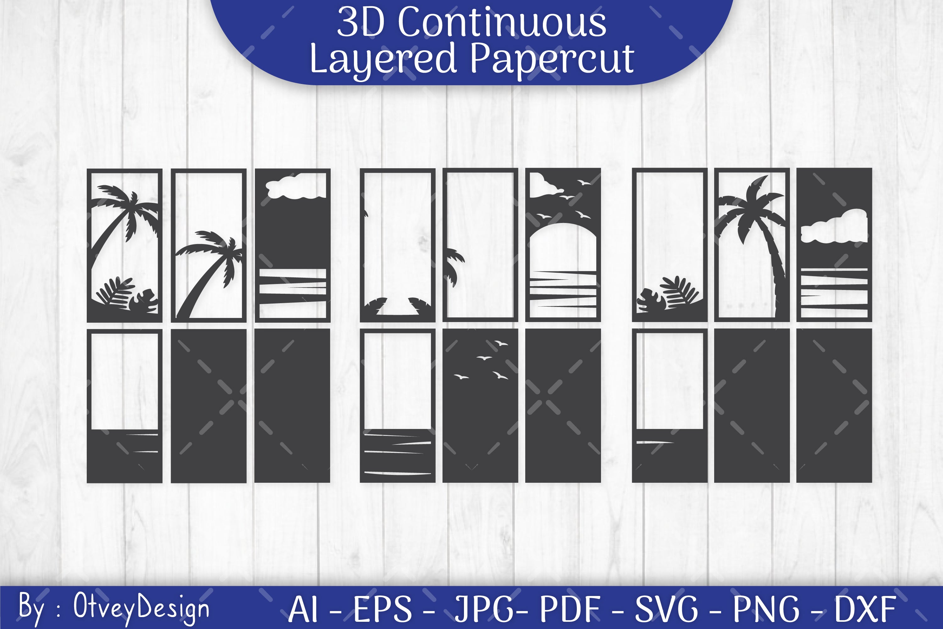 Tropical Beach 3D Layered Papercut SVG Bundle