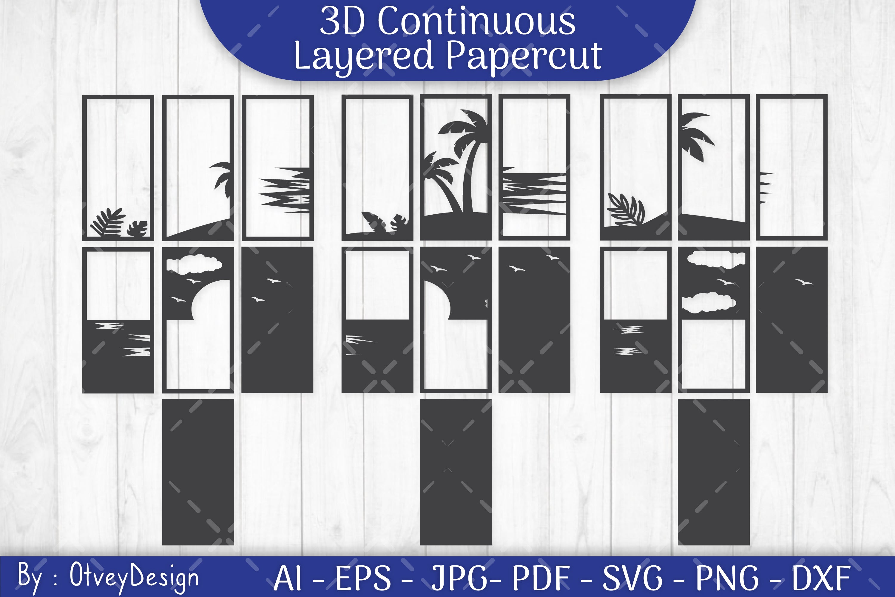 Tropical Beach 3D Layered Papercut SVG Bundle