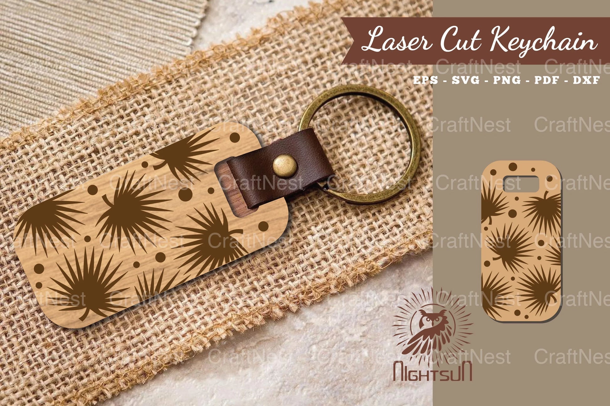 Tropical Leaves Laser Cut Keychain Design Bundle - CraftNest - Digital Crafting and Art