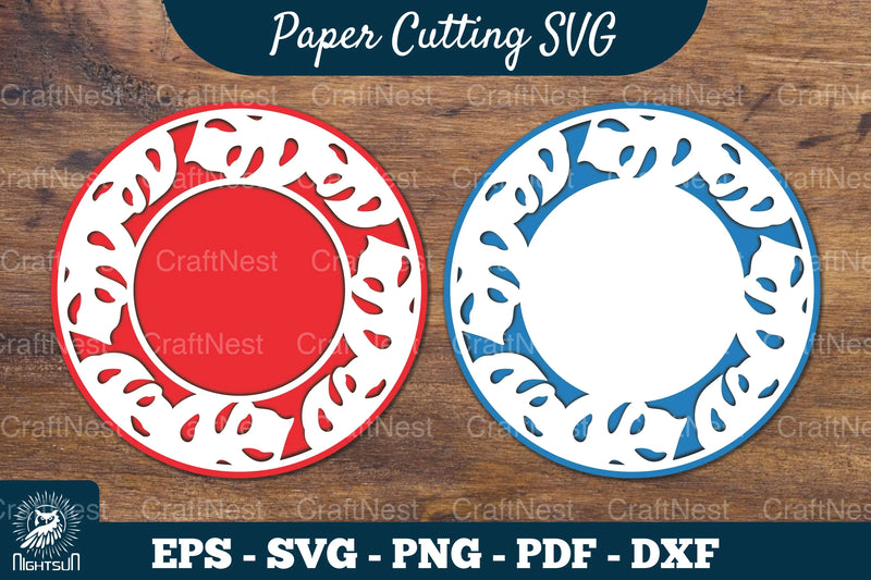Tropical Leaves Papercut Circle Clipart Bundle - CraftNest - Digital Crafting and Art