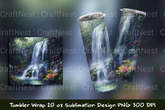 Tropical Waterfall Tumbler Wrap - CraftNest - Digital Crafting and Art