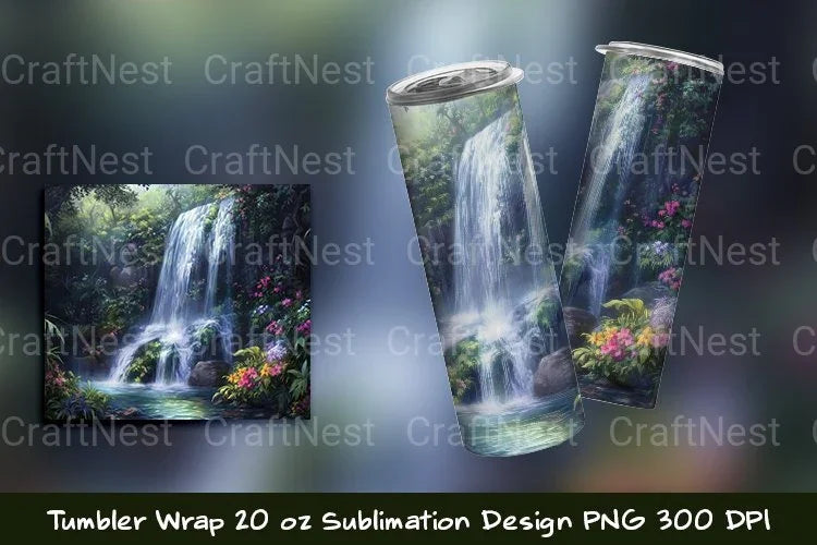 Tropical Waterfall Tumbler Wrap - CraftNest - Digital Crafting and Art