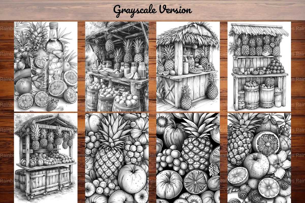 Tropical Fruit Coloring Books - CraftNest - Digital Crafting and Art