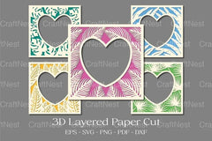 Tropical Frame 3D Layered Paper Cut Clipart Bundle - CraftNest - Digital Crafting and Art