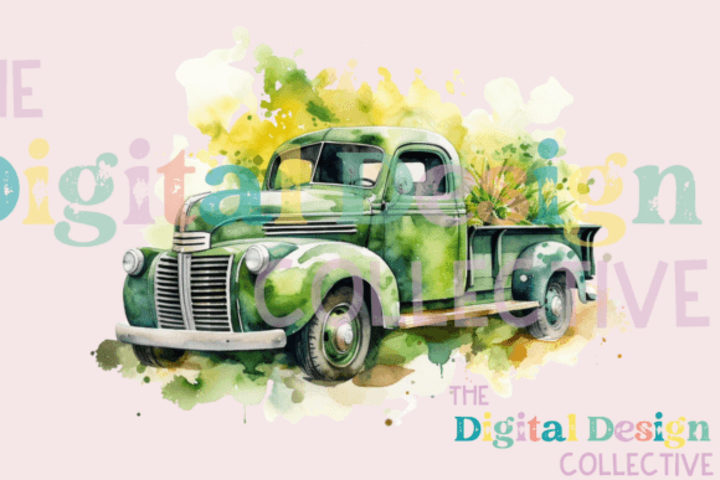 Vintage Green Truck Clipart Bundle - CraftNest - Digital Crafting and Art