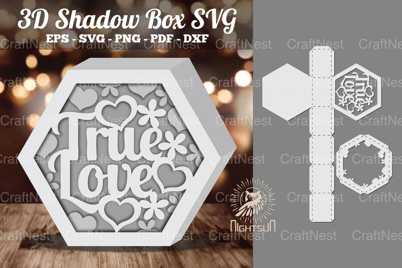 True Love Hexagon Shadow Box Clipart Bundle - CraftNest - Digital Crafting and Art