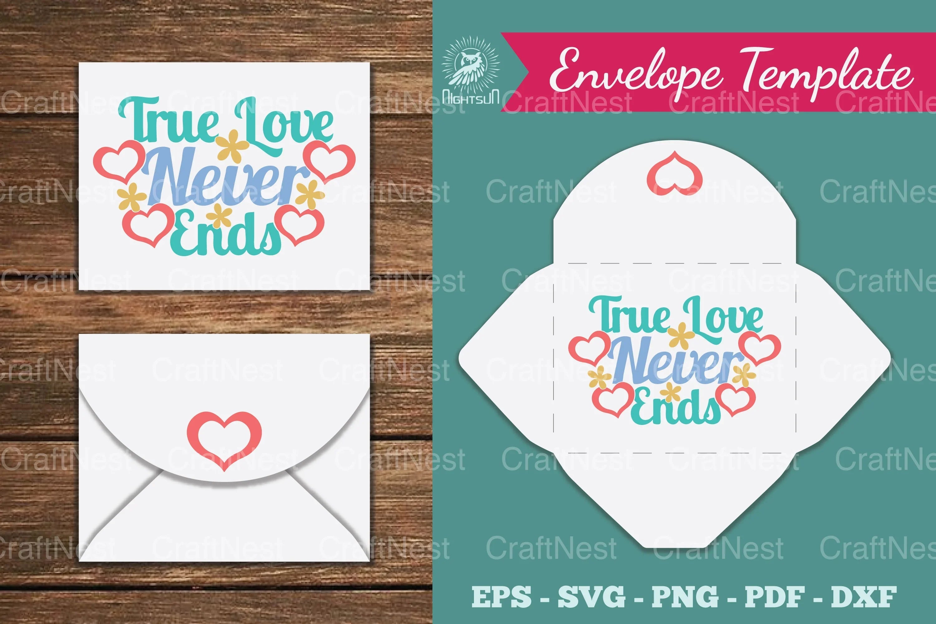True Love Never Ends Envelope Template Bundle - CraftNest - Digital Crafting and Art