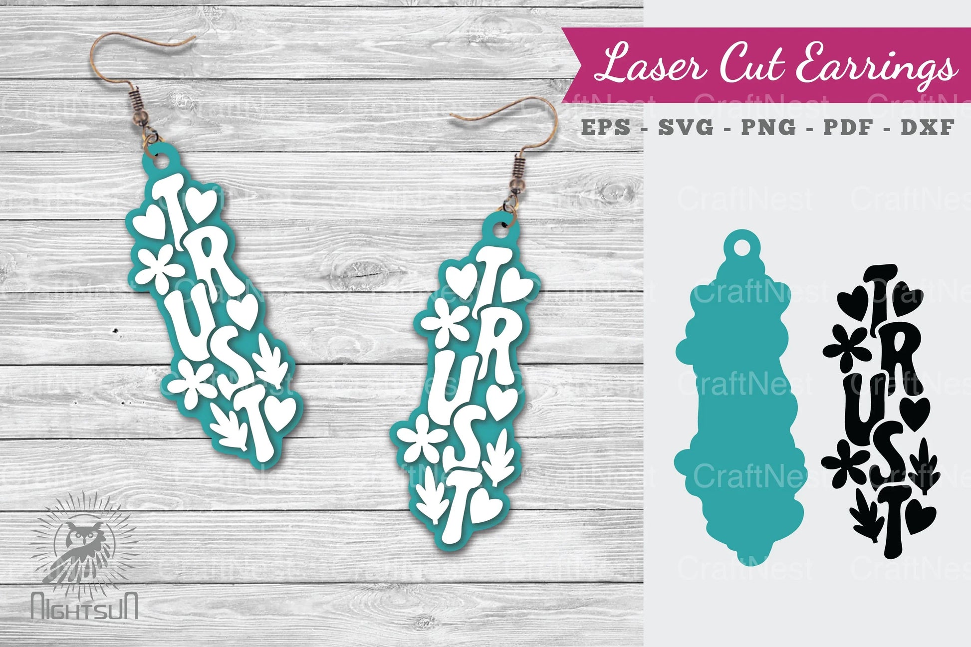 Trust Lasercut Earrings SVG Design Bundle - CraftNest - Digital Crafting and Art
