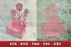 Tulip Flowers Box Display Papercut Clipart Bundle - CraftNest - Digital Crafting and Art