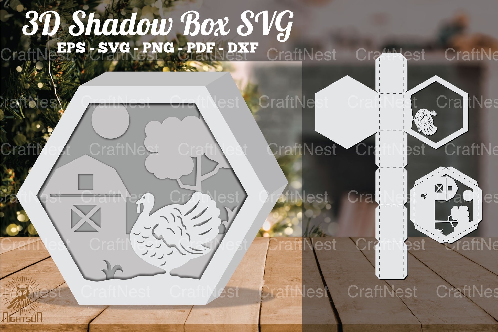 Turkeys on the Farm 3D Shadow Box SVG Bundle - CraftNest - Digital Crafting and Art