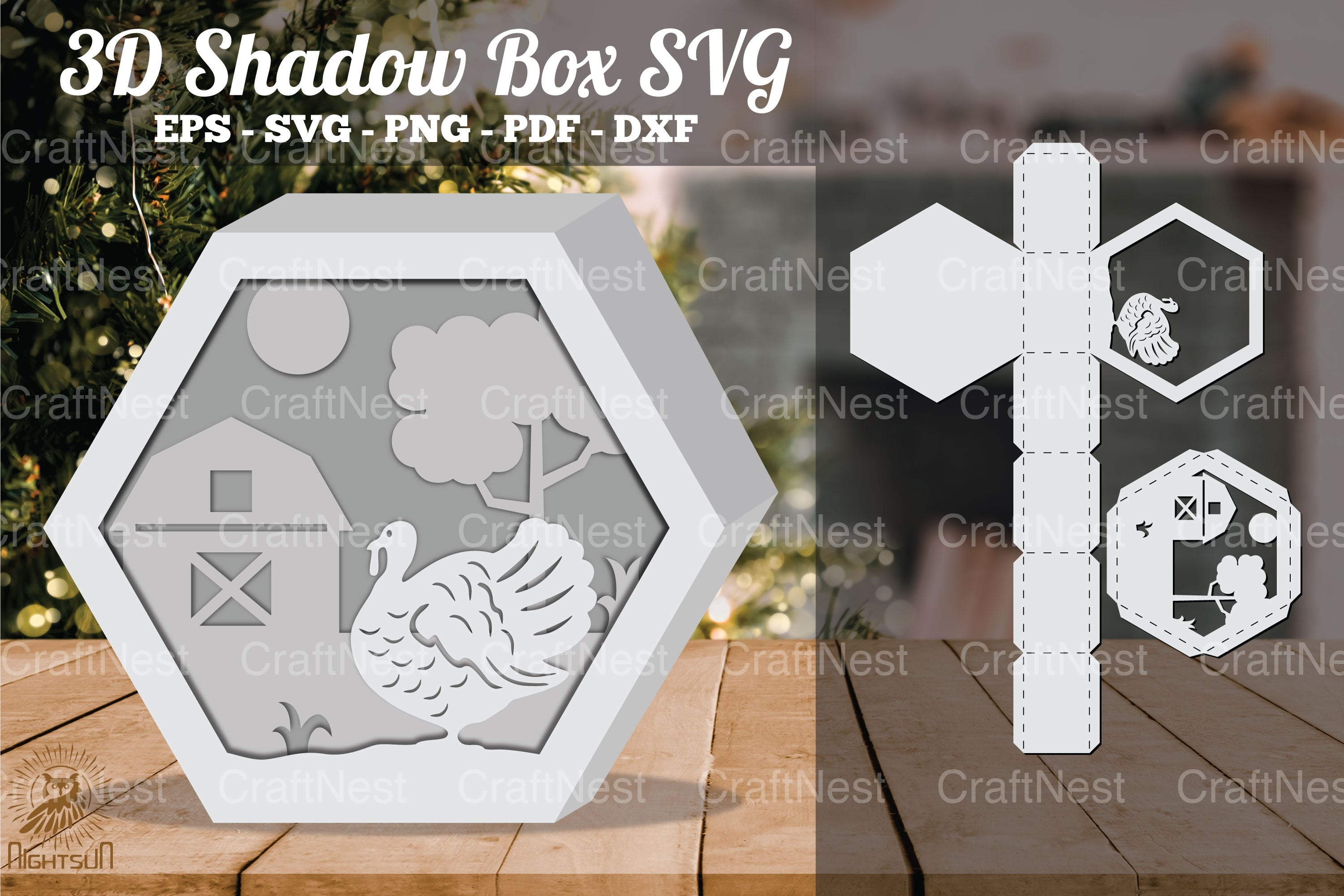 Turkeys on the Farm 3D Shadow Box SVG Bundle - CraftNest - Digital Crafting and Art