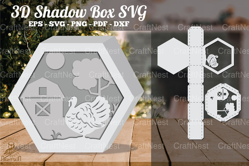 Turkeys on the Farm 3D Shadow Box SVG Bundle - CraftNest - Digital Crafting and Art