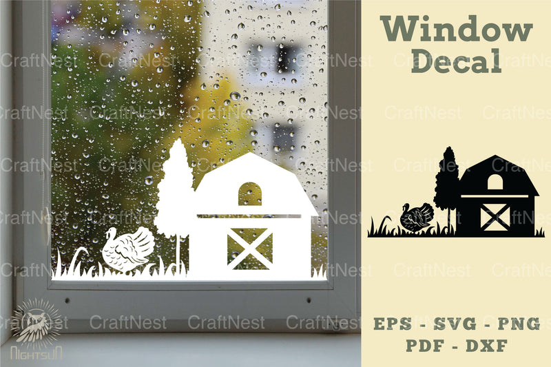Turkeys on the Farm Window Decal Clipart Bundle - CraftNest - Digital Crafting and Art