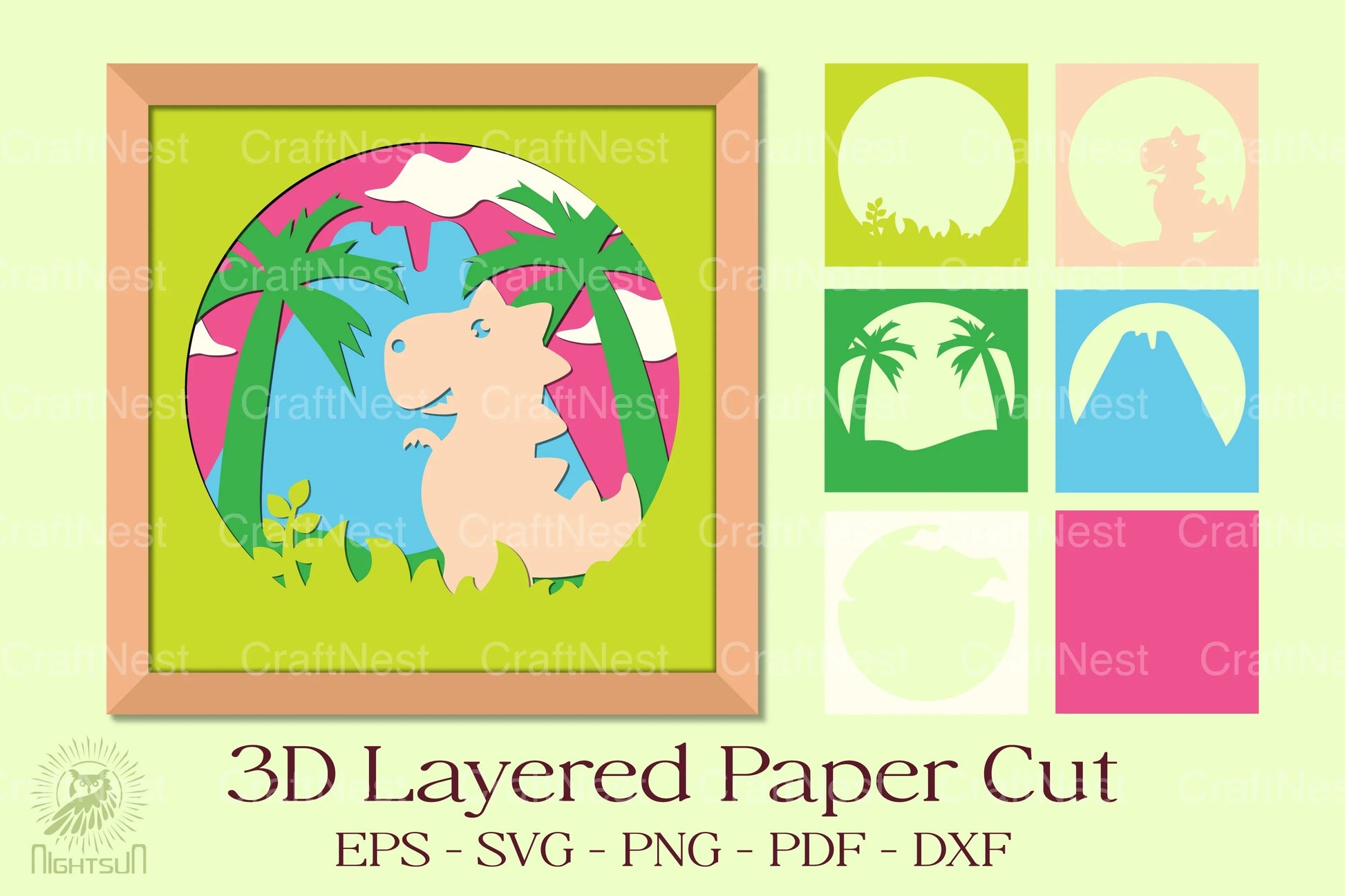 Tyrannosaurus 3D Layered Papercut Clipart Bundle - CraftNest - Digital Crafting and Art