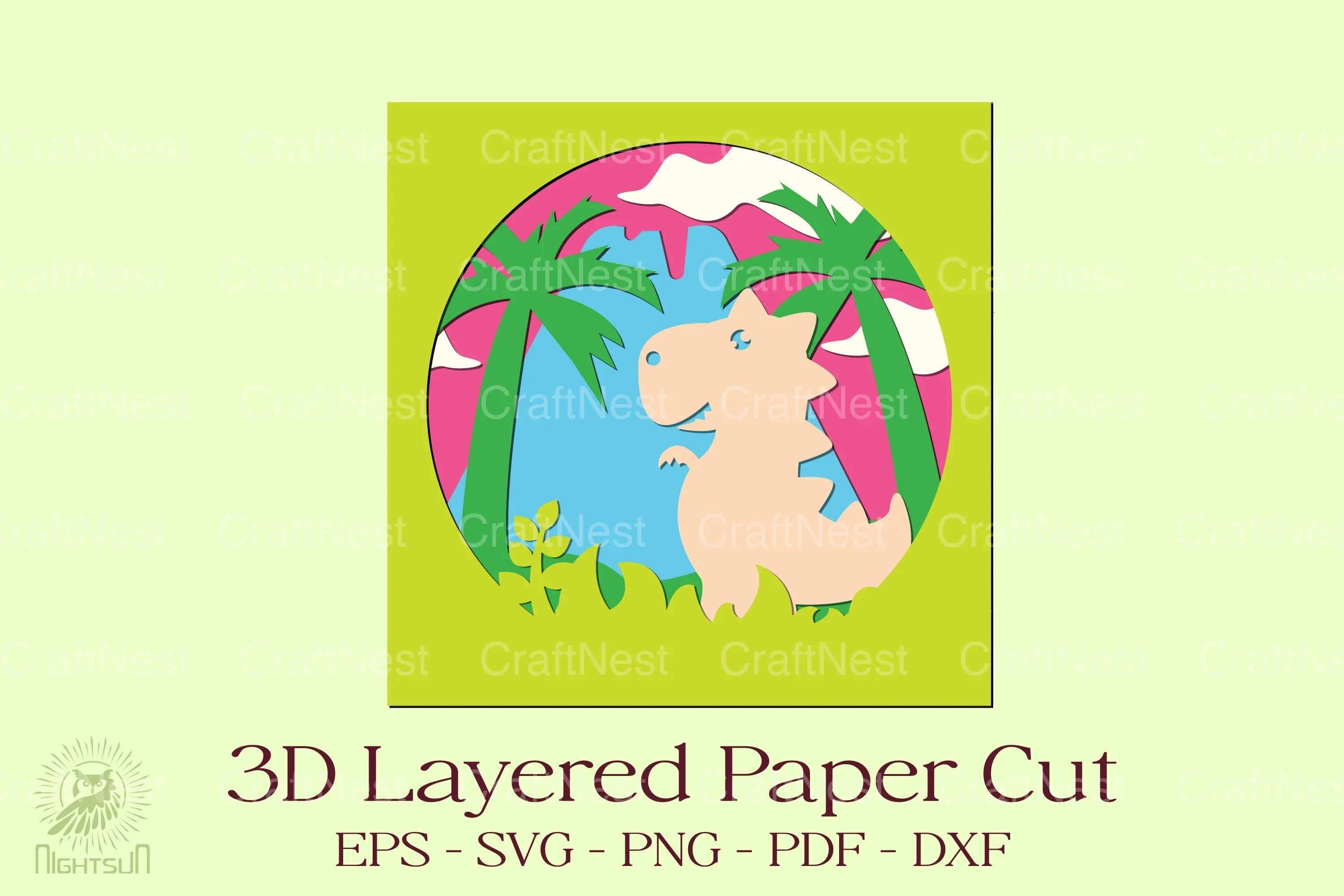 Tyrannosaurus 3D Layered Papercut Clipart Bundle - CraftNest - Digital Crafting and Art