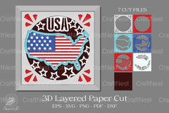 USA 3D Layered Paper Cut Clipart Bundle - CraftNest - Digital Crafting and Art