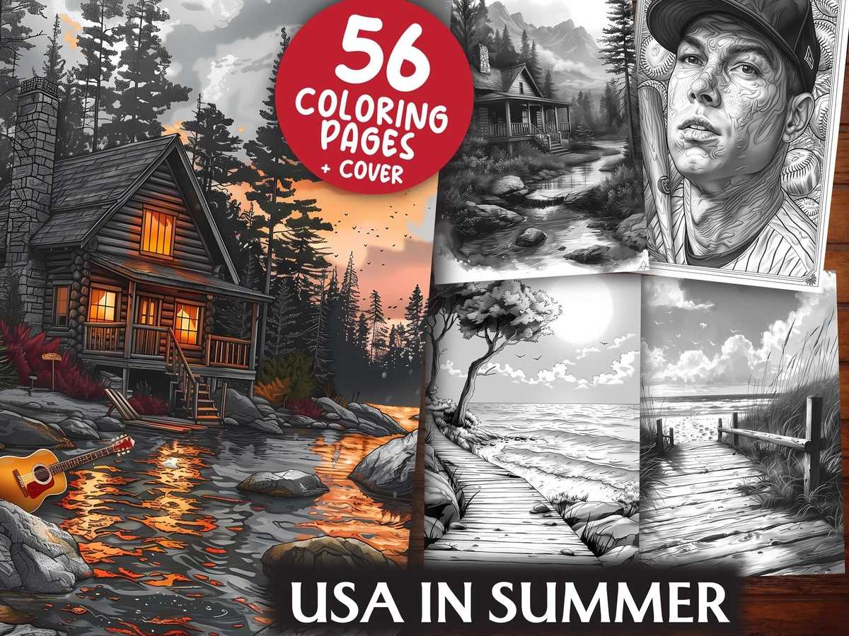 USA In Summer Coloring Books - CraftNest - Digital Crafting and Art