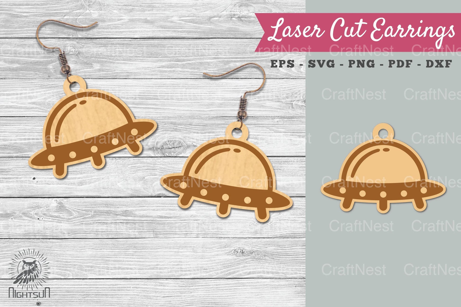 UFO Laser Cut Earrings SVG Bundle - CraftNest - Digital Crafting and Art
