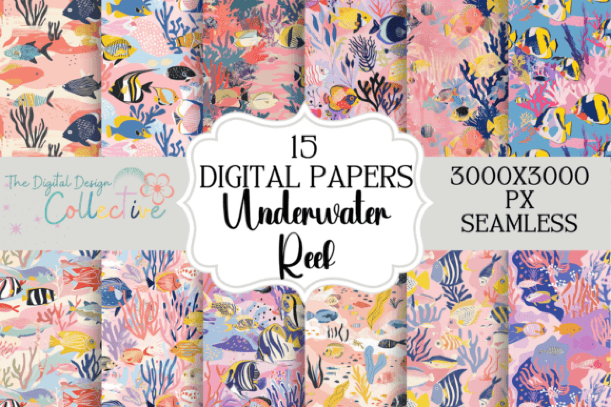 Seamless Underwater Reef Scene Digital Paper - CraftNest - Digital Crafting and Art