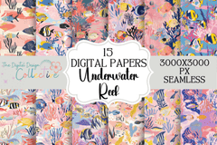 Seamless Underwater Reef Scene Digital Paper - CraftNest - Digital Crafting and Art
