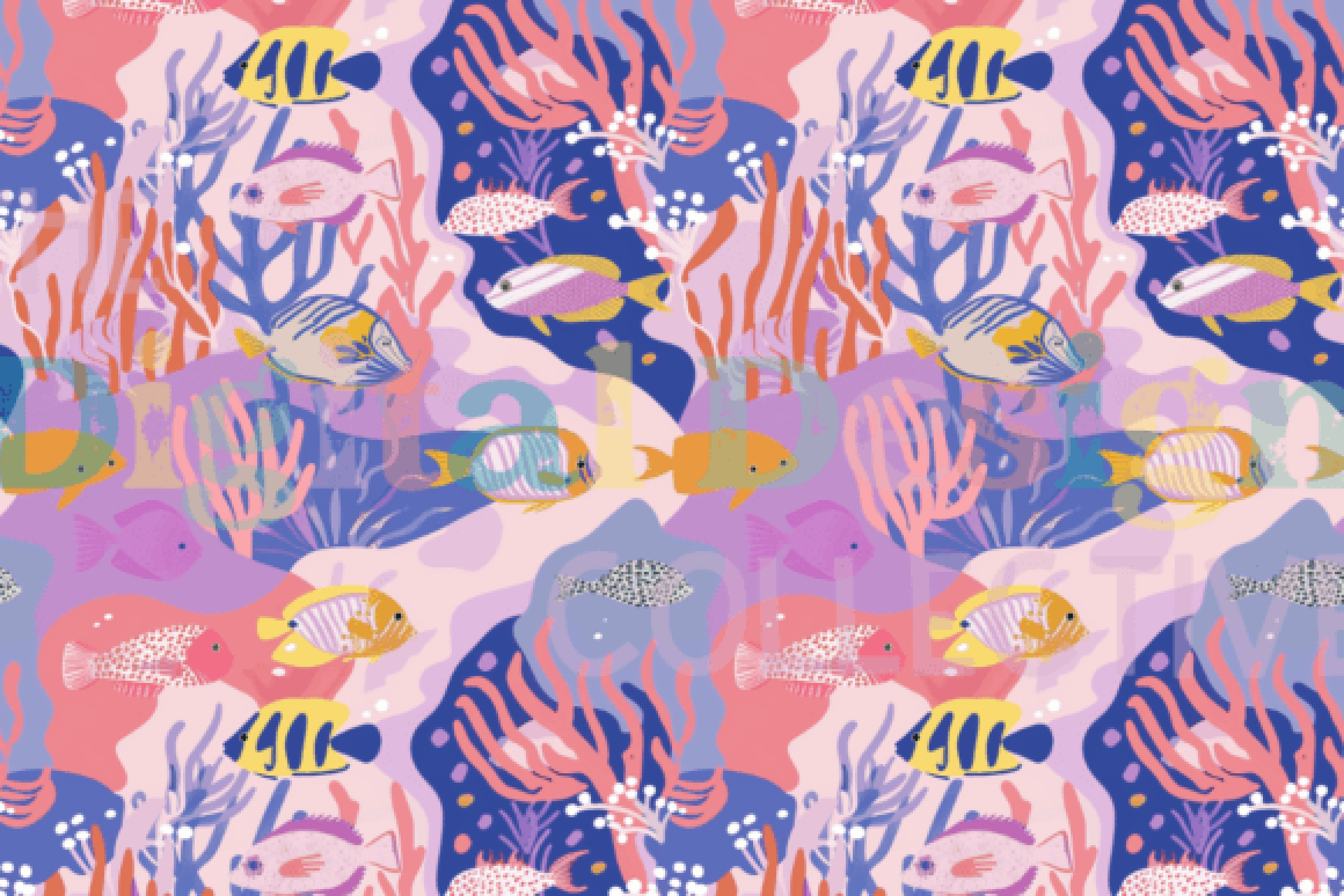 Seamless Underwater Reef Scene Digital Paper