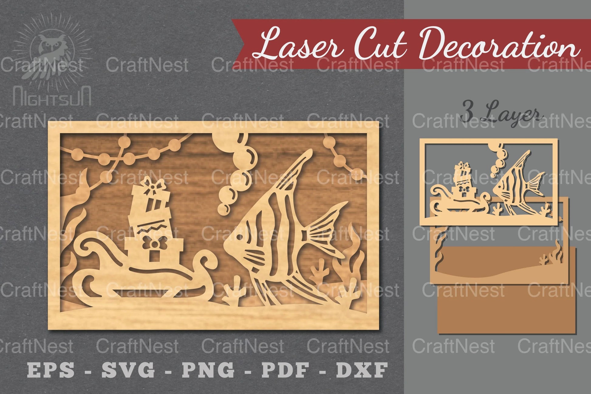 Underwater Christmas Scene Laser Cut Decoration Clipart Bundle - CraftNest - Digital Crafting and Art