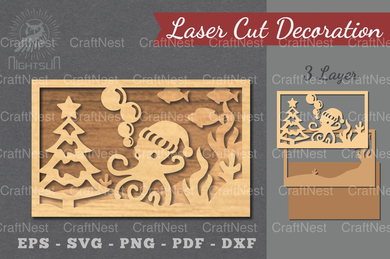 Underwater Christmas Scene Laser Cut Decoration Clipart Bundle - CraftNest - Digital Crafting and Art