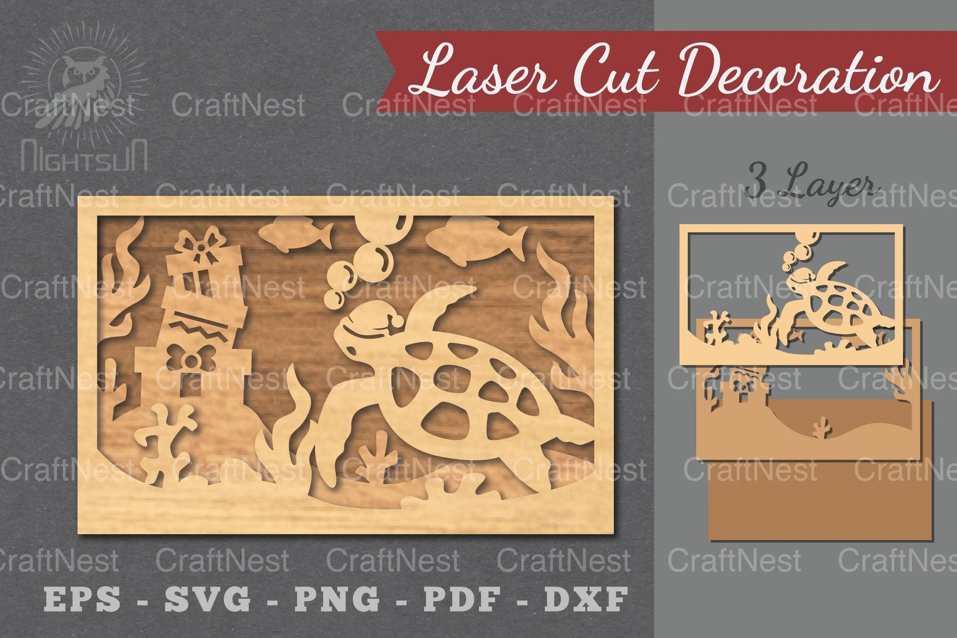 Underwater Christmas Scene Laser Cut Decoration Clipart Bundle - CraftNest - Digital Crafting and Art