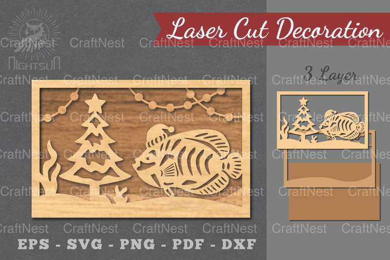 Underwater Christmas Scene Laser Cut Decoration Clipart Bundle - CraftNest - Digital Crafting and Art