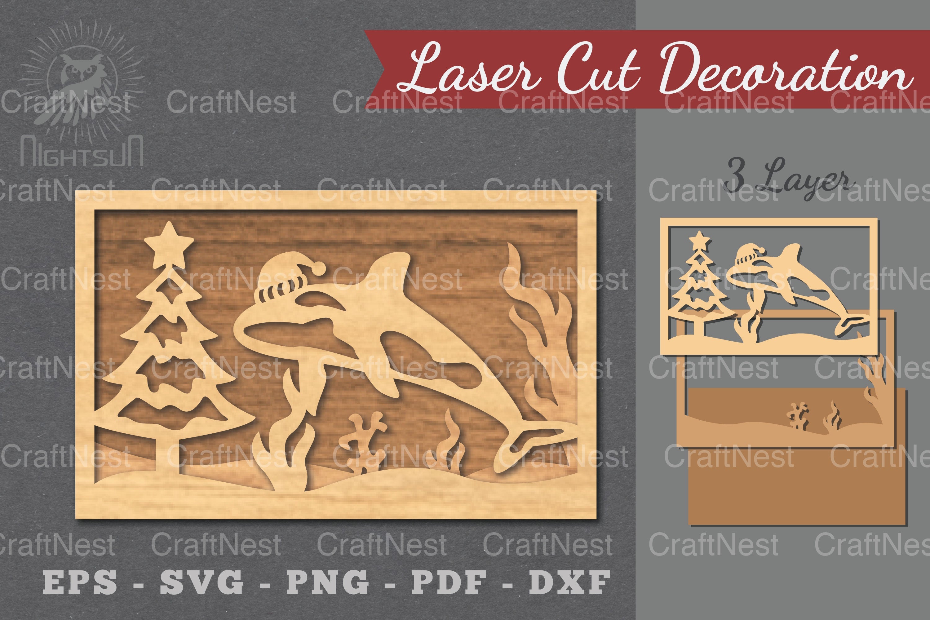 Underwater Christmas Scene Laser Cut Decoration Clipart Bundle - CraftNest - Digital Crafting and Art