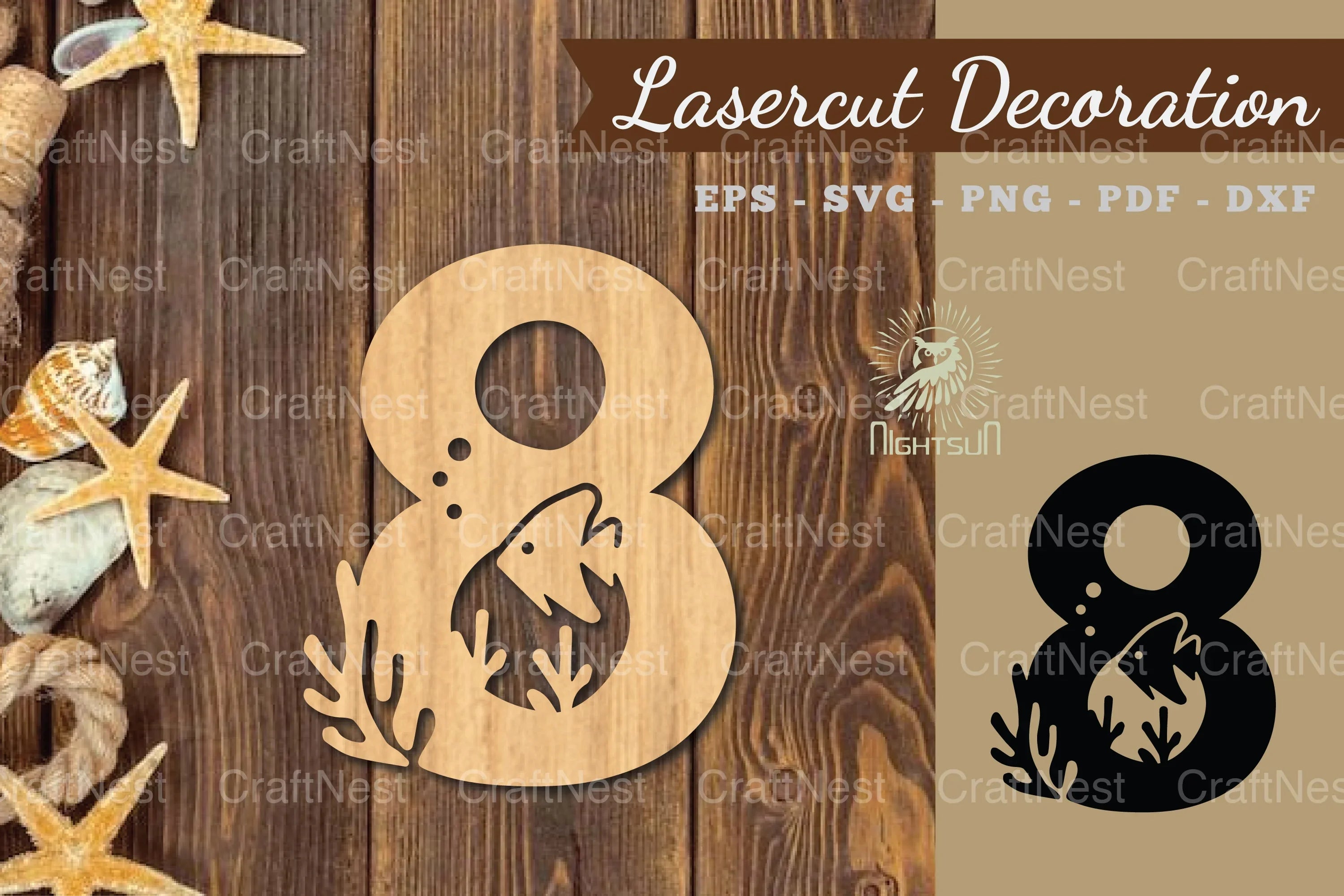 Underwater Number Eight Lasercut Decoration Clipart Bundle - CraftNest - Digital Crafting and Art