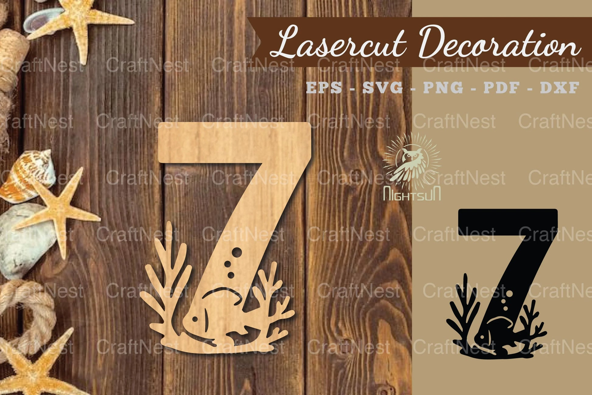 Underwater Number Seven Lasercut Decoration Clipart Bundle - CraftNest - Digital Crafting and Art