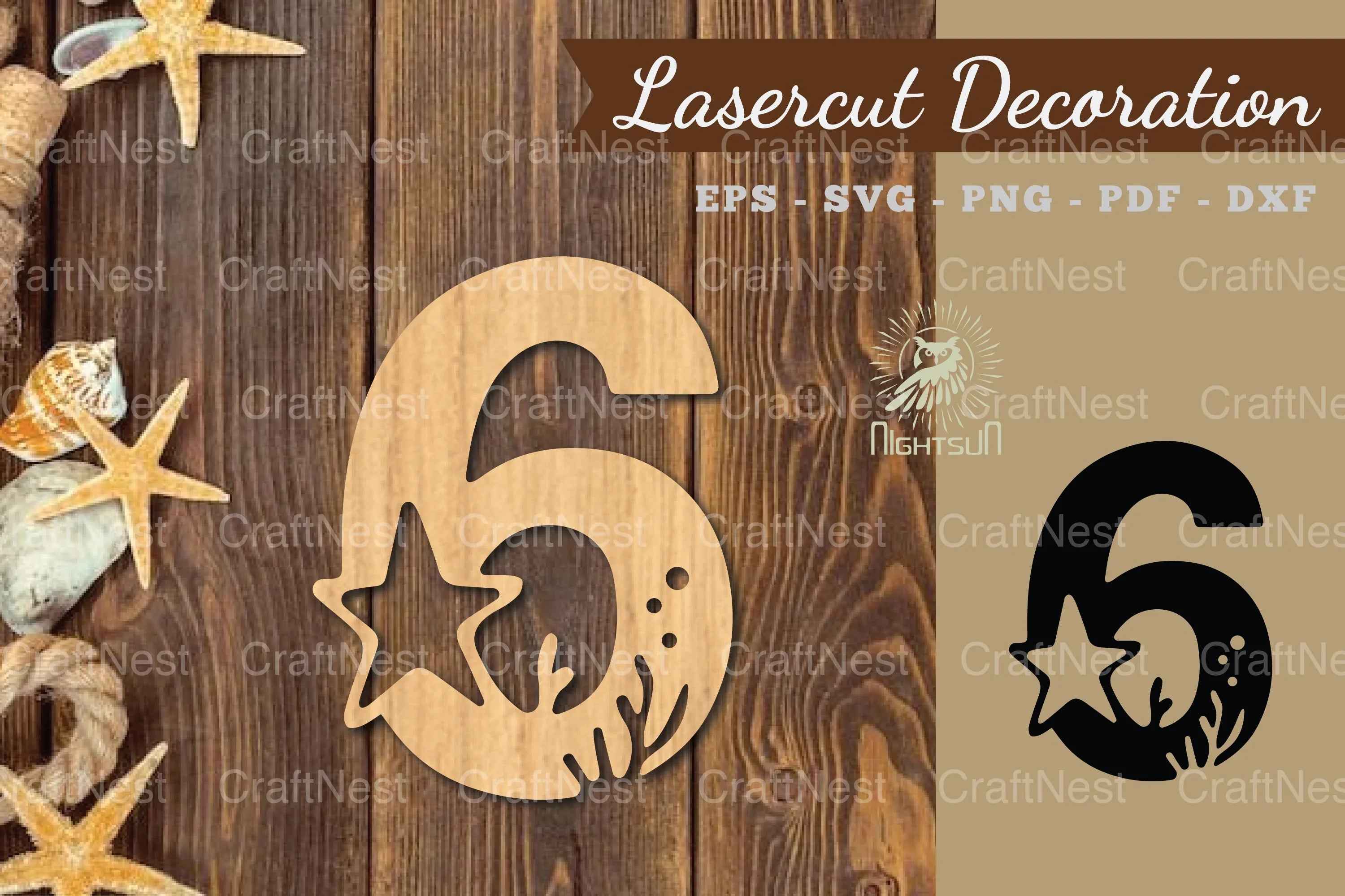 Underwater Number Six Lasercut Decoration Clipart Bundle - CraftNest - Digital Crafting and Art